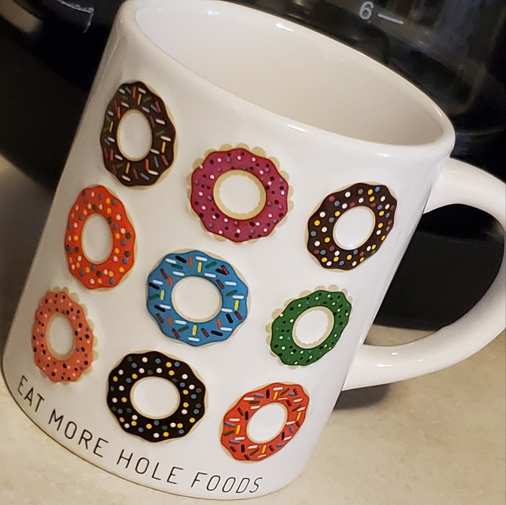 Eat more hole foods doughnut print coffee mug